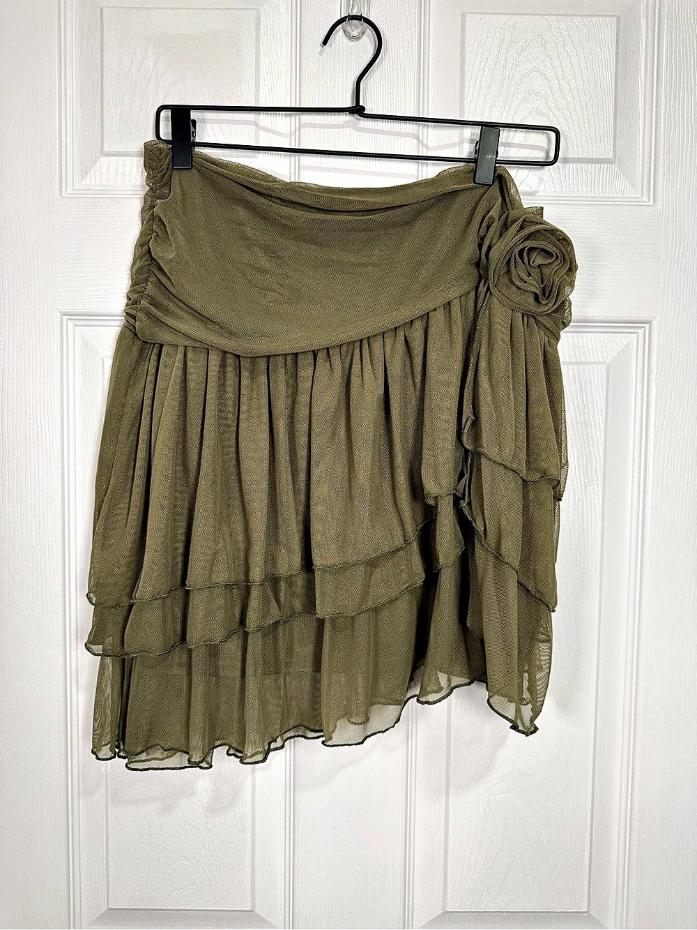 Arula Layered Asymmetrical Skirt Olive Green Size XL NWT Renaissance Fairycore